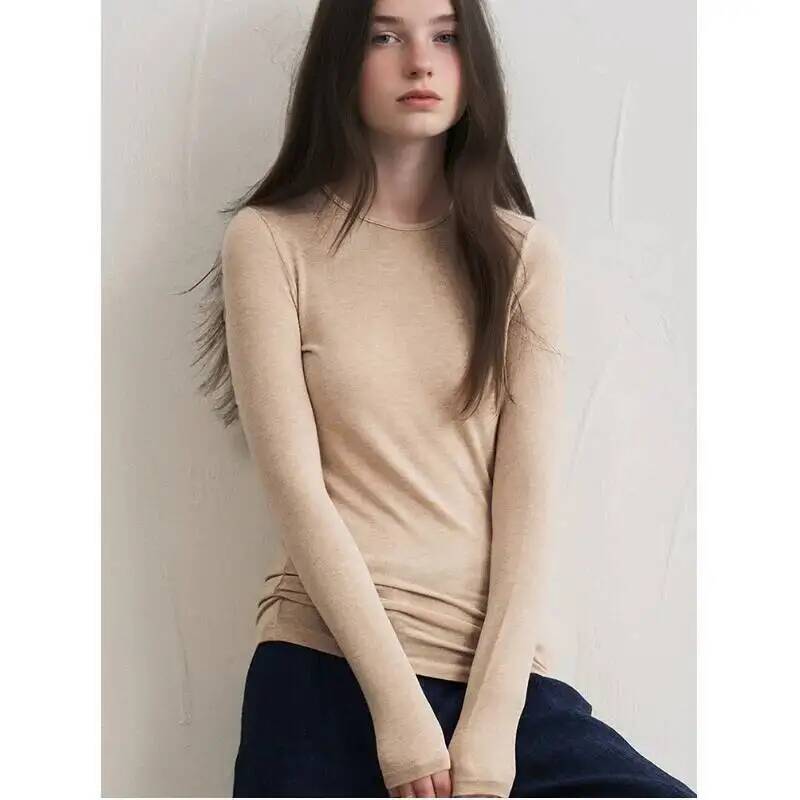 Base Layer Top - Damen Kaschmir-Mischgewebe Langarm-Oberteil Herbst Winter Weiches